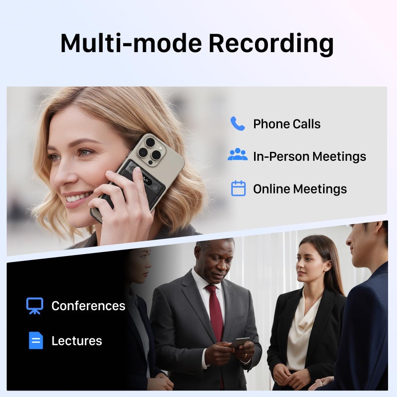 HyBran AI Voice Recorder for Phone Calls, Meetings & Lectures | Smart AI Note-Taking Device with Dedicated App for Transcription, Summary & Notes | Magnetic Case, 32GB (Up to 2000 Hours) | PDF Summary - Image 3