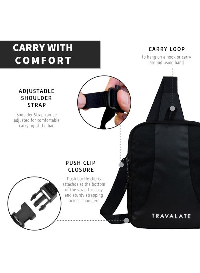 TRAVALATE Multi Pockets Sling Bag for Men Women with Padded Section for Tablet|Trendy Crossbody Bag for Hiking Traveling Gifting Travel and Sports - Black - Image 5