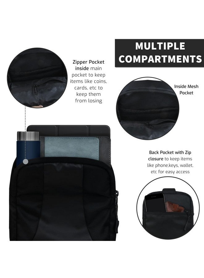 TRAVALATE Multi Pockets Sling Bag for Men Women with Padded Section for Tablet|Trendy Crossbody Bag for Hiking Traveling Gifting Travel and Sports - Black - Image 4