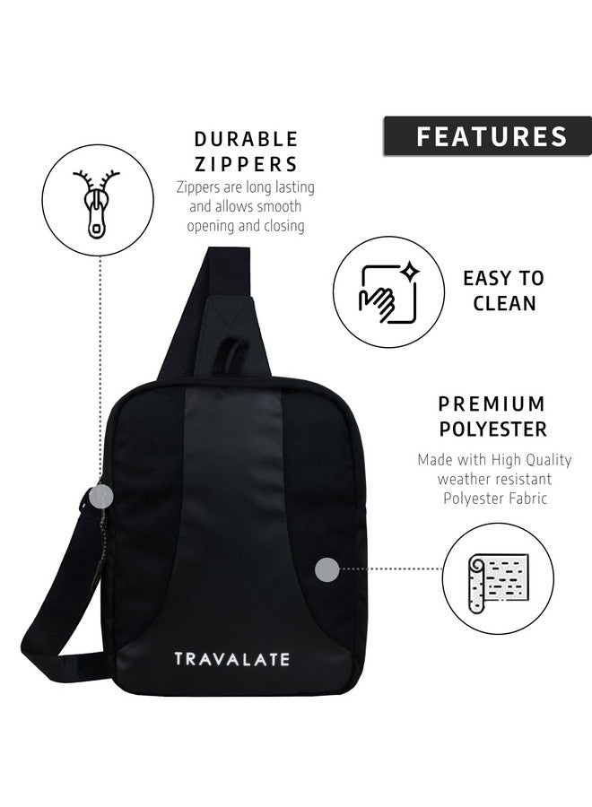 TRAVALATE Multi Pockets Sling Bag for Men Women with Padded Section for Tablet|Trendy Crossbody Bag for Hiking Traveling Gifting Travel and Sports - Black - Image 3