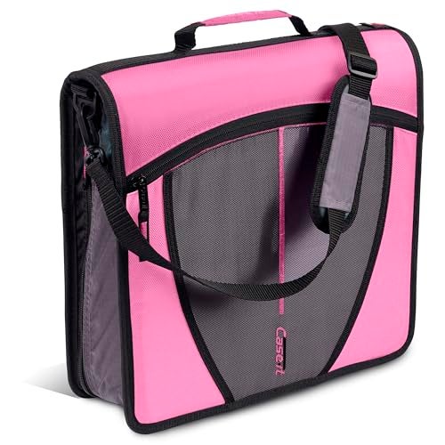 Case it Case-it Mighty Zip Tab Zipper Binder, 3" O-Ring with 5-Color tabbes, Expanding File Folder and Shoulder Strap and Handle, D-146-Light Pink - Image 4