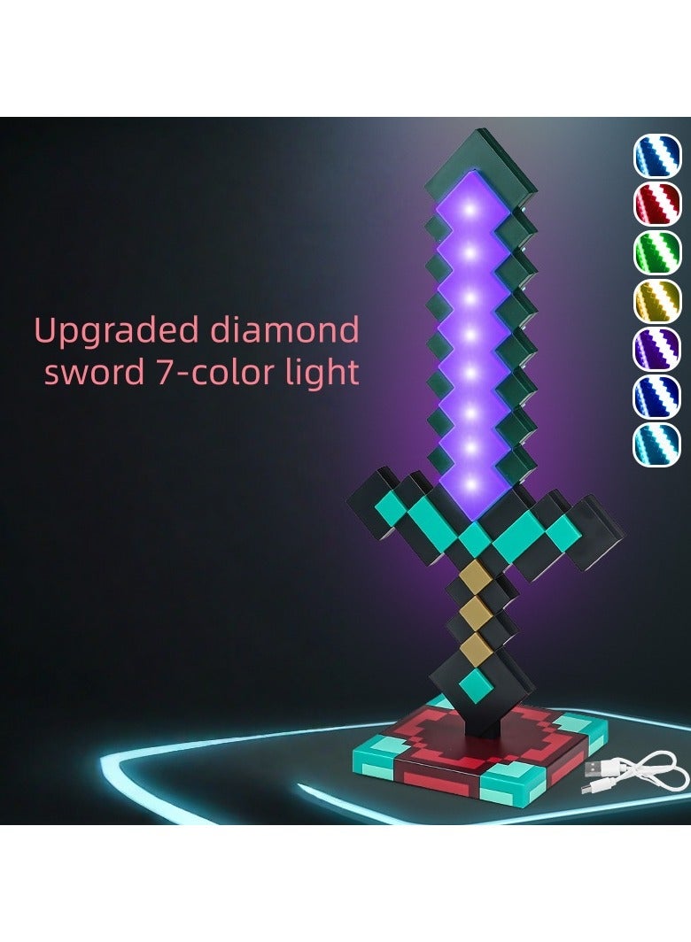 DF Diamond Sword Night Light, 7 Color Changing Sword, Children Boy Lightsaber Toy - Image 1