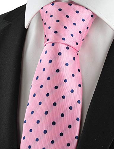 KissTies Mens Pink Necktie Polka Dot Ties For Men Classic Dressing Tie + Gift Box - Image 4