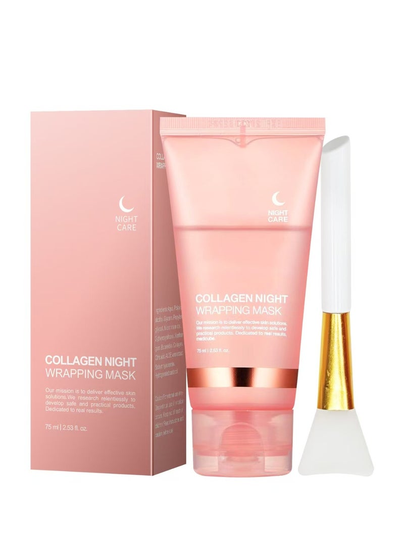 ATRJSZ - Mask Collagen Night Wrapping Mask, Hydrolyzed Collagen Peel Off Facial Mask, Smooth & Tight Skin, Reduce Fine Lines & Dullness, Skin Care For All Skin Types (2.53 fl.oz) - Image 1