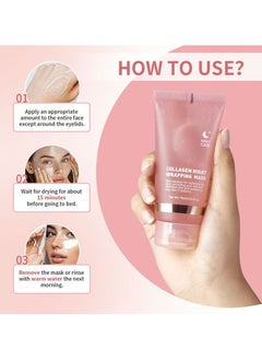 ATRJSZ Mask Collagen Night Wrapping Mask, Hydrolyzed Collagen Peel Off Facial Mask, Smooth & Tight Skin, Reduce Fine Lines & Dullness, Skin Care For All Skin Types (2.53 fl.oz)  - Image 3