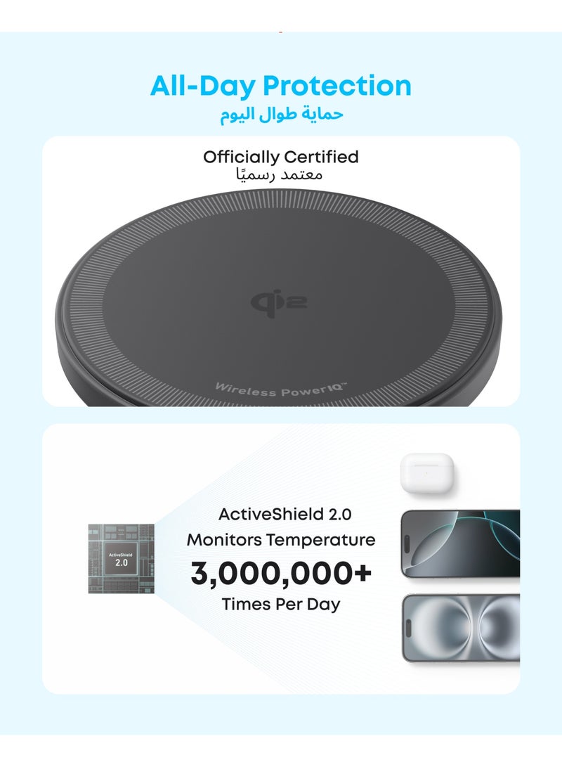 Anker Zolo Magnetic Wireless Charger, Qi2 Certified 15W MagSafe-Compatible Wireless Charging Pad, for iPhone 17/16/15/14 Series, AirPods, and More (Adapter Not Included) (Black, 1 Pack) - Image 4