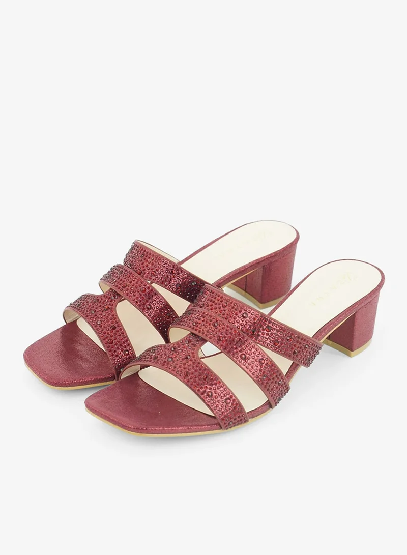 ZAYNA 221-313 Zayna Ladies Classic Low Block Slides 18F8827-0810 Maroon