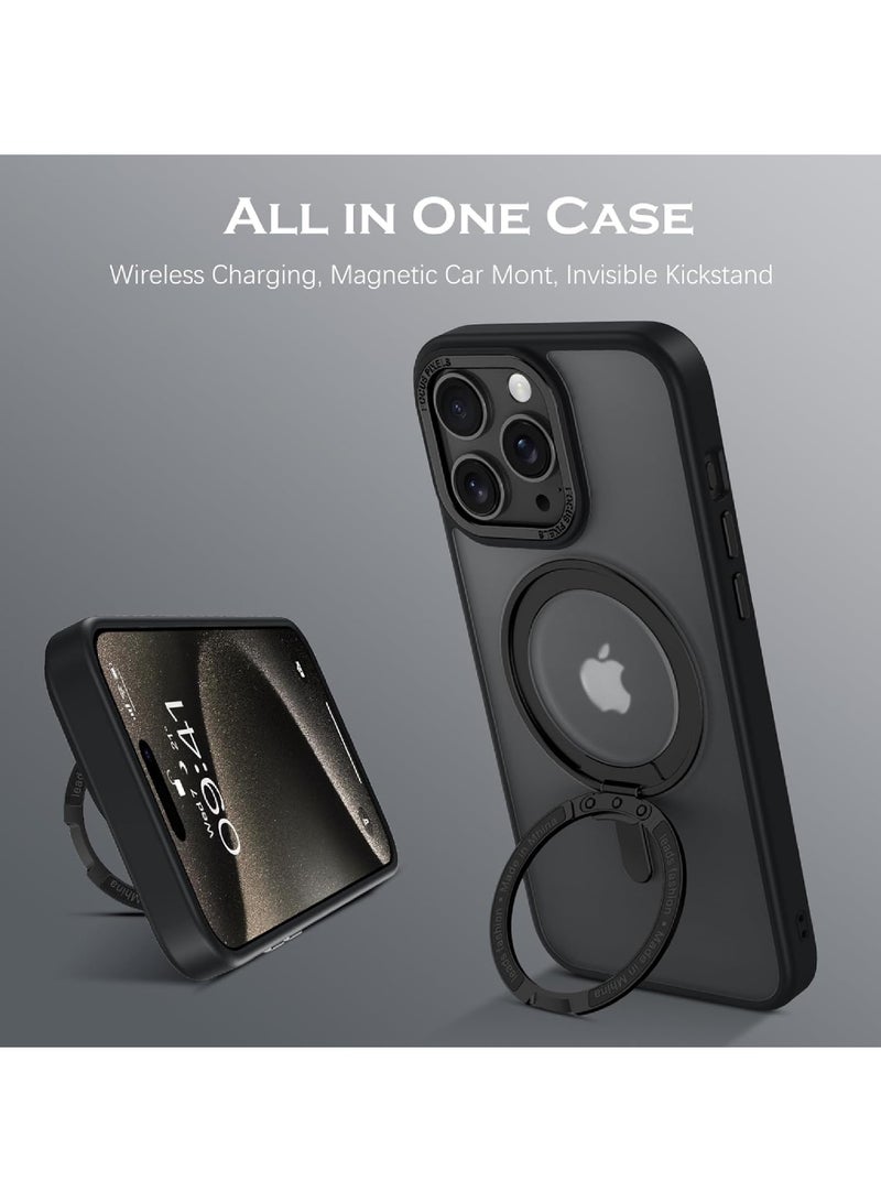 Rock Pow Case for iPhone 15 Pro Max [360° Ring Stand] [Compatible with Magsafe] Shock Proof Drop Protection Slim Magnetic iPhone 15 Pro Max Phone Case for Men Women- Easy-Relax Series  - Image 4