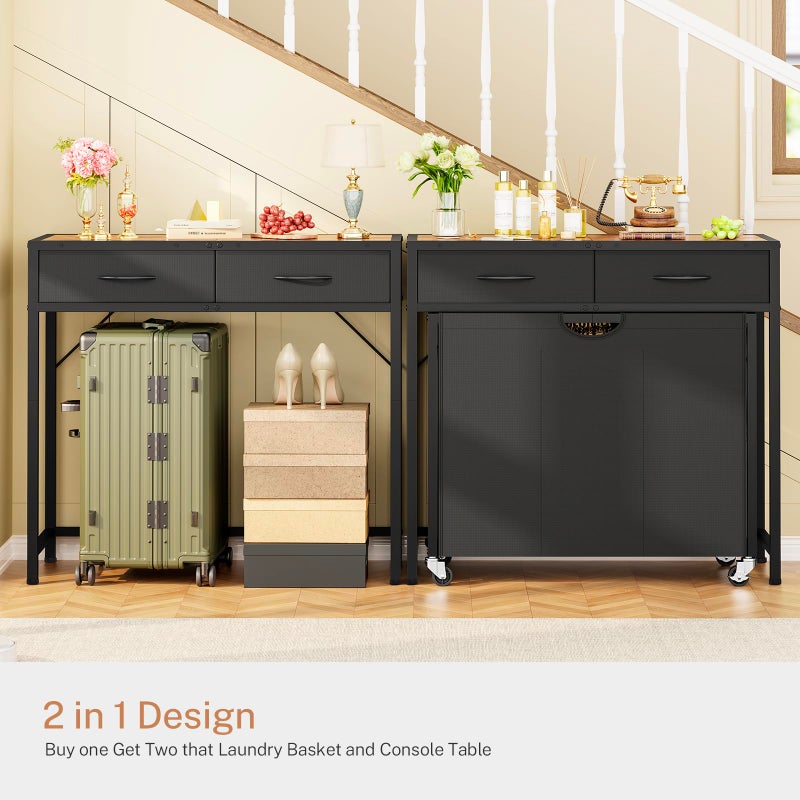 FGNTWP Laundry Sorter, Rolling Laundry Hamper with 3 Section Pull-Out Bags, Laundry Basket Organizer with 2 Drawers & 2-Tone Top Panel, Laundry Hamper with Wheels for Laundry Room Organization, Bathroom - Image 3