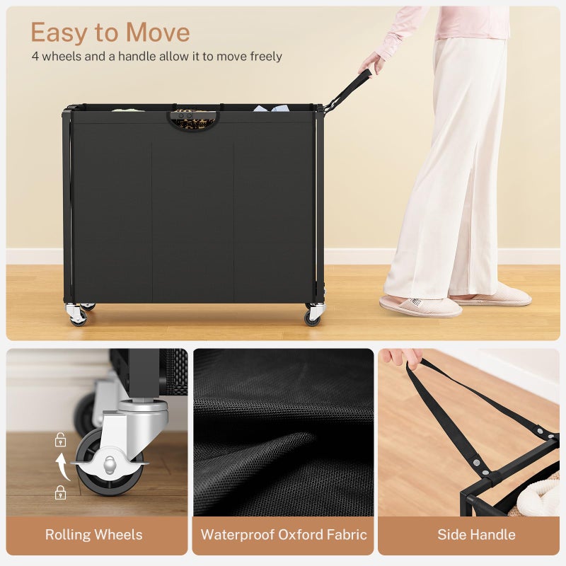 FGNTWP Laundry Sorter, Rolling Laundry Hamper with 3 Section Pull-Out Bags, Laundry Basket Organizer with 2 Drawers & 2-Tone Top Panel, Laundry Hamper with Wheels for Laundry Room Organization, Bathroom - Image 5
