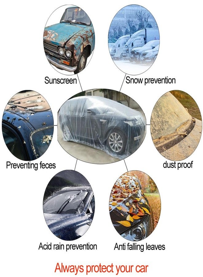 Bocarmo 4 Packs Disposable Car Cover Clear Plastic Car Cover Universal Rain Dust Garage Cover with Elastic Band Medium (15.7FT x 24.6FT) - Image 5