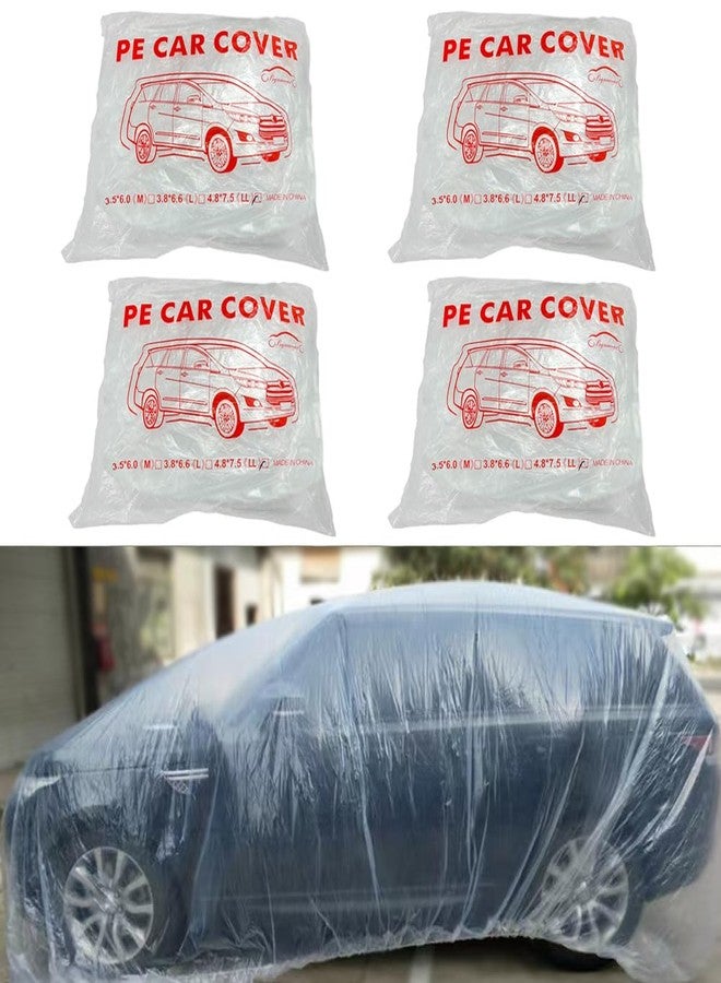 Bocarmo 4 Packs Disposable Car Cover Clear Plastic Car Cover Universal Rain Dust Garage Cover with Elastic Band Medium (15.7FT x 24.6FT) - Image 1