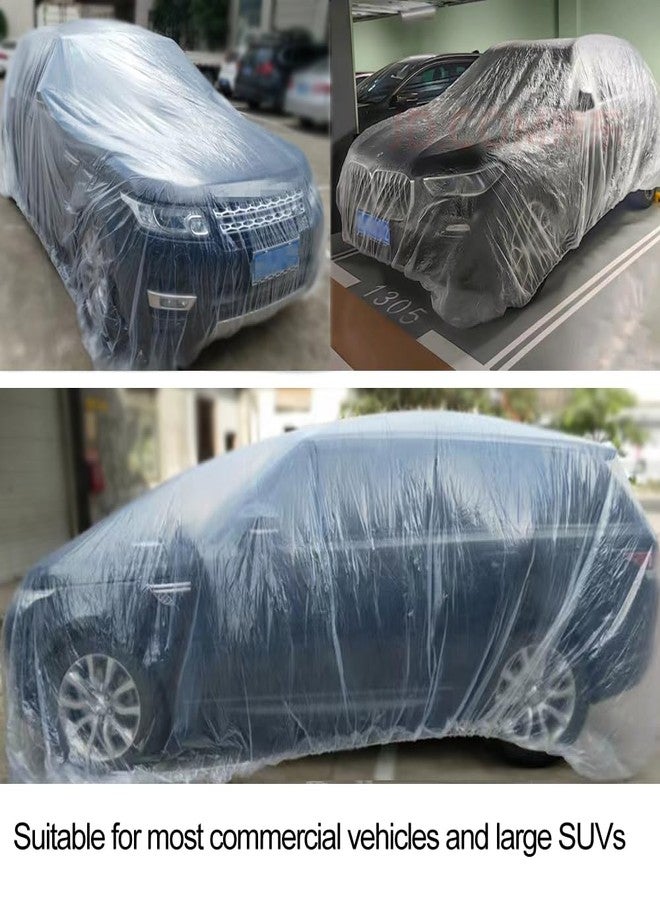 Bocarmo 4 Packs Disposable Car Cover Clear Plastic Car Cover Universal Rain Dust Garage Cover with Elastic Band Medium (15.7FT x 24.6FT) - Image 3