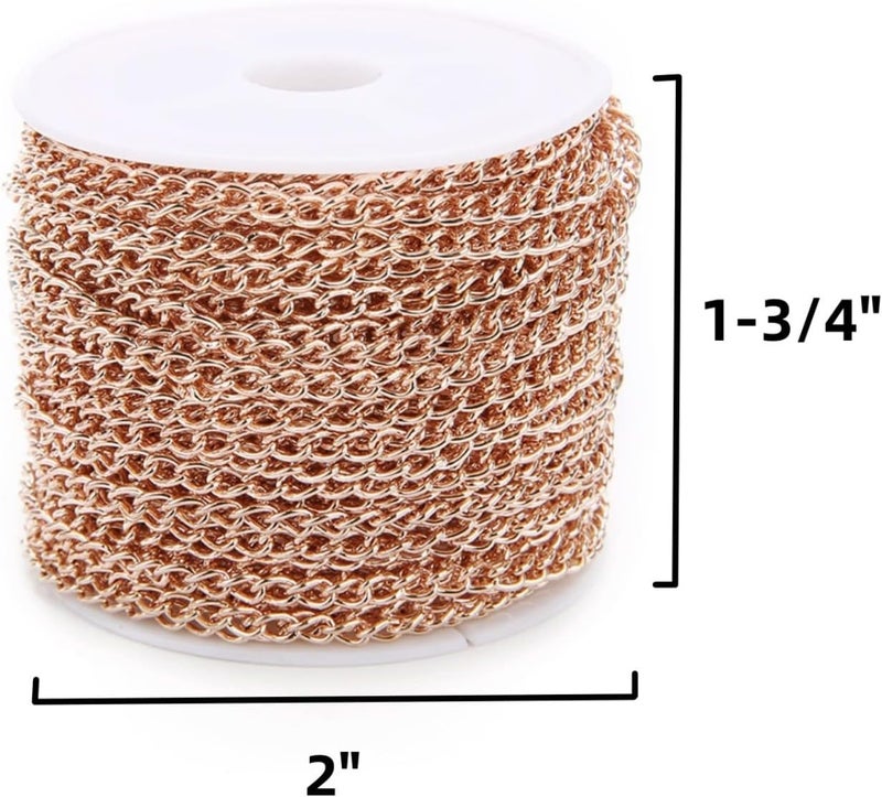 SWTool 60 Feets /20 Yards Metal Rose Gold Link Chains, Iron Bulk Curb Chain for DIY Craft Jewelry Chain Making, 2 Rolls x 10 Yards - Image 2