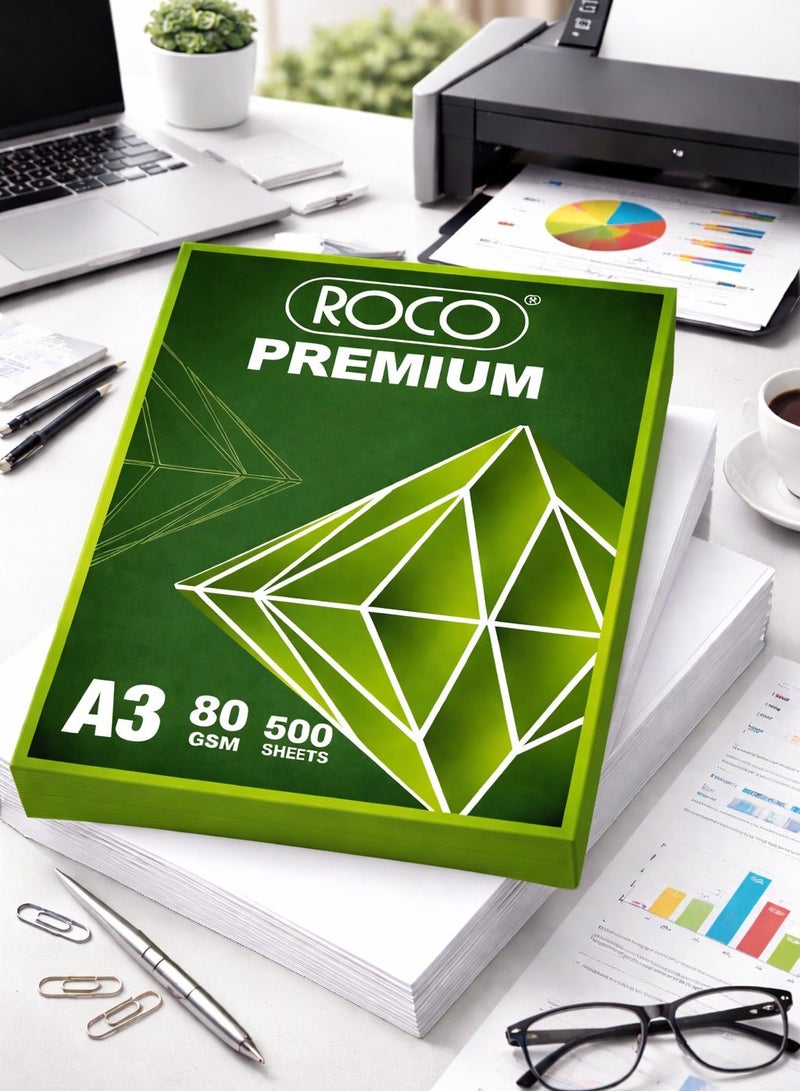 روكو ورق تصوير A3 أخضر 80 جرام 500 ورقة متعدد الاستخدامات للطباعة والنسخ والمكتب والمدرسة - Image 2