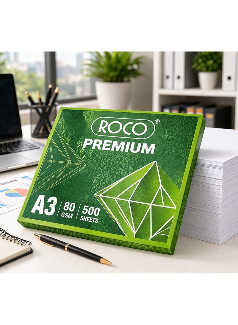 روكو ورق تصوير A3 أخضر 80 جرام 500 ورقة متعدد الاستخدامات للطباعة والنسخ والمكتب والمدرسة - Image 3