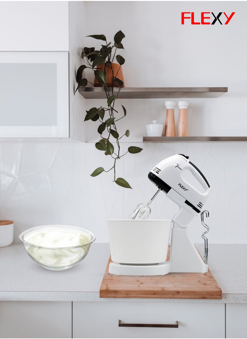 Flexy - FLEXY Turbo 250W 7 Speed Hand Mixer With 2L Bowl 2 Beaters 2 Dough Hooks Durable And Safe Handle - Image 1