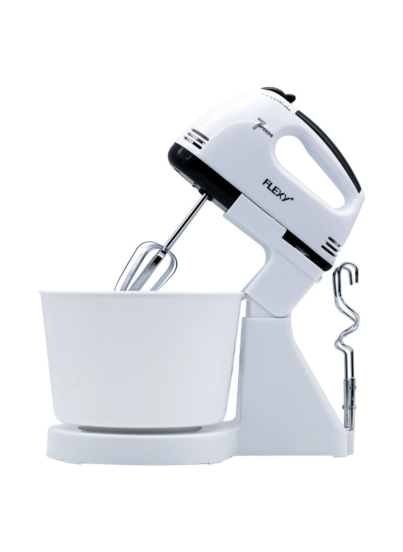 Flexy - FLEXY Turbo 250W 7 Speed Hand Mixer With 2L Bowl 2 Beaters 2 Dough Hooks Durable And Safe Handle - Image 1