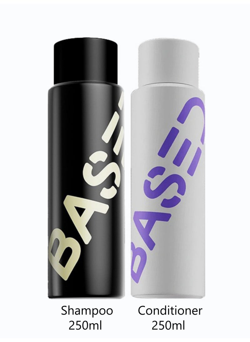 Based 250ml Shampoo & 250ml Conditioner Bundle with Peppermint Oil, & Coconut Oil, Cleansing Shampoo & Hydrating Conditioner for Men, No Sulfates, Parabens or Phthalates,  (Pack of 2) - Image 1