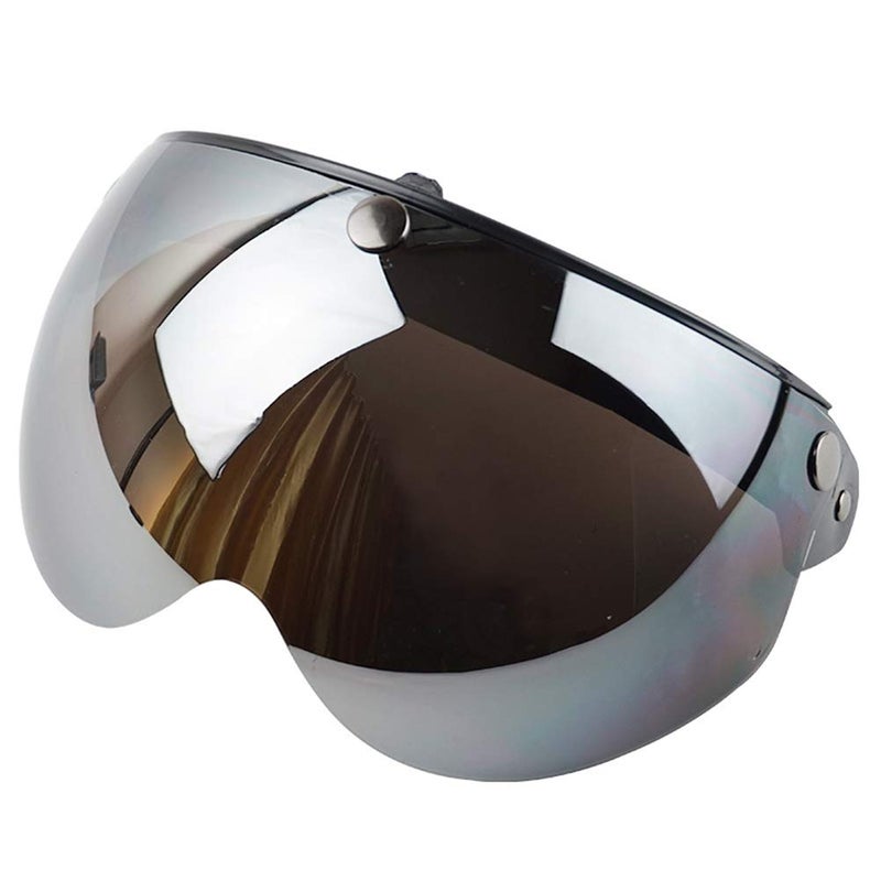 Gonetre 3 Snap Retro Helmet Visor Windproof Sun Half Face Motorcycle Helmets Visor for Motorcycle PC Lens 1 Pcs silver - Image 2