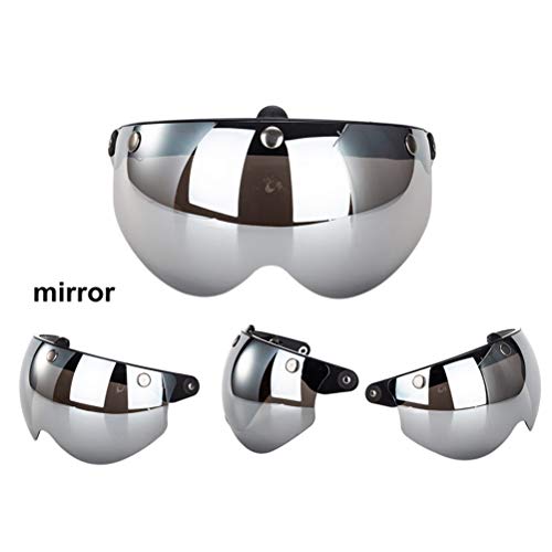 Gonetre 3 Snap Retro Helmet Visor Windproof Sun Half Face Motorcycle Helmets Visor for Motorcycle PC Lens 1 Pcs silver - Image 3