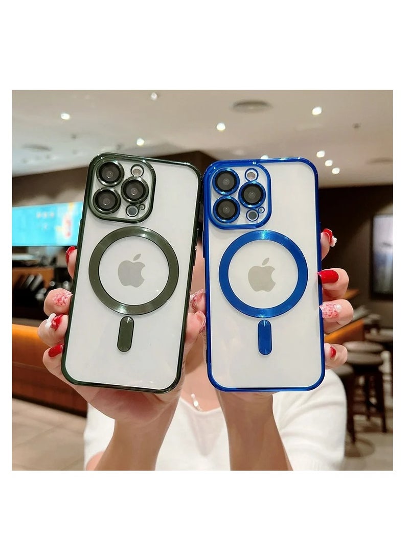 Generic - Case for iPhone 13 (6.1 Inch) Compatible with MagSafe with Camera Lens Protector,Magnetic Clear Case Full Protection Plating Anti-Scratch Slim Thin Case Cover - Image 1