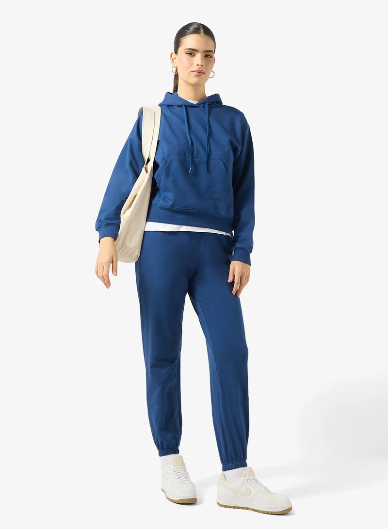 جينجر بيسيكس Cotton Hooded Oversize Fleece Sweatshirt