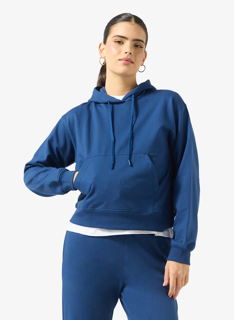جينجر بيسيكس Cotton Hooded Oversize Fleece Sweatshirt