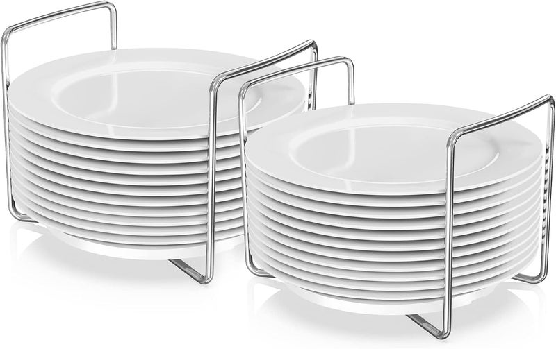 Wisuce Dish Racks for Kitchen Countertop Organizer  Bamboo Plate Holder Adjustable Size  Stainless Steel 304 Portable Handle for Kitchen Drawer Countertop Cupboard Shelf - Image 1