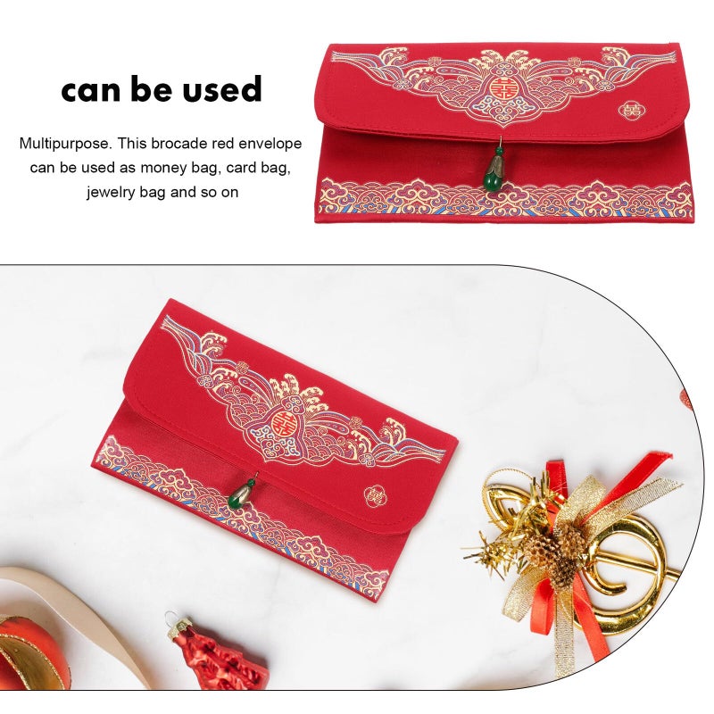 Traditional Chinese Wedding Red Envelope Lucky Money Packet Small Size Fabric - Image 4