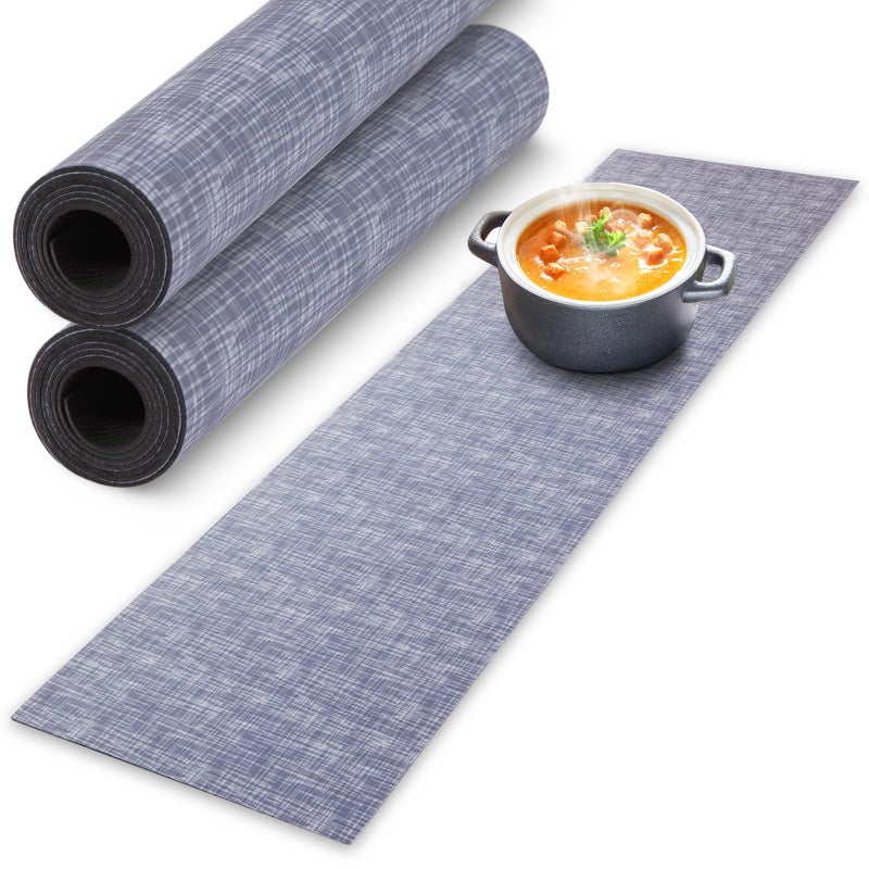 2 Pcs Trivet Table Runner Hot Plates Mat 12 X 40 Inch Heat Resistant Table Protector Waterproof Decorative Farmhouse Kitchen Trivets Counter Heat Proof Placemats for Hot Dishes Grey 2 Pcs