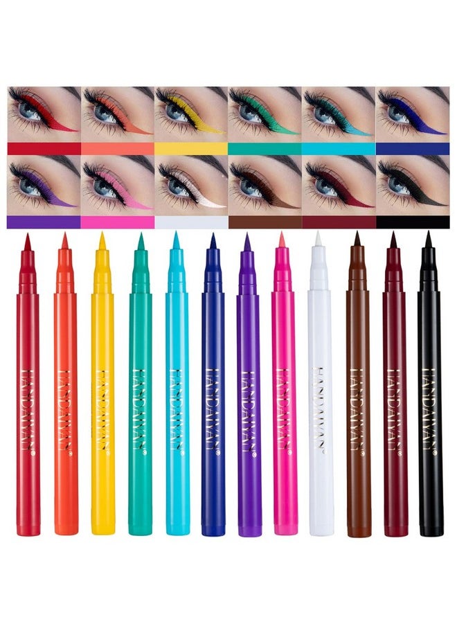 Bestland BestLand 12 Colors Matte Liquid Eyeliner Set Rainbow Colorful Neon Eyeliner Pencil Pigmented Waterproof Smudgeproof Long Lasting Gel Eye Liner Christmas Makeup Gift Kit for Women (Set E)  - Image 1