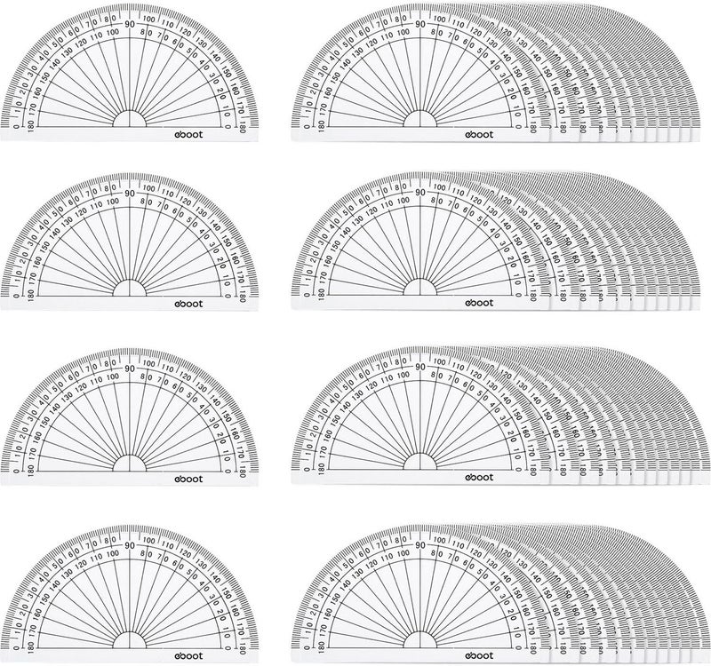 EBOOT 50 Pcs Math Protractors Plastic Protractor 180 Degrees 4 InchesClear - Image 1