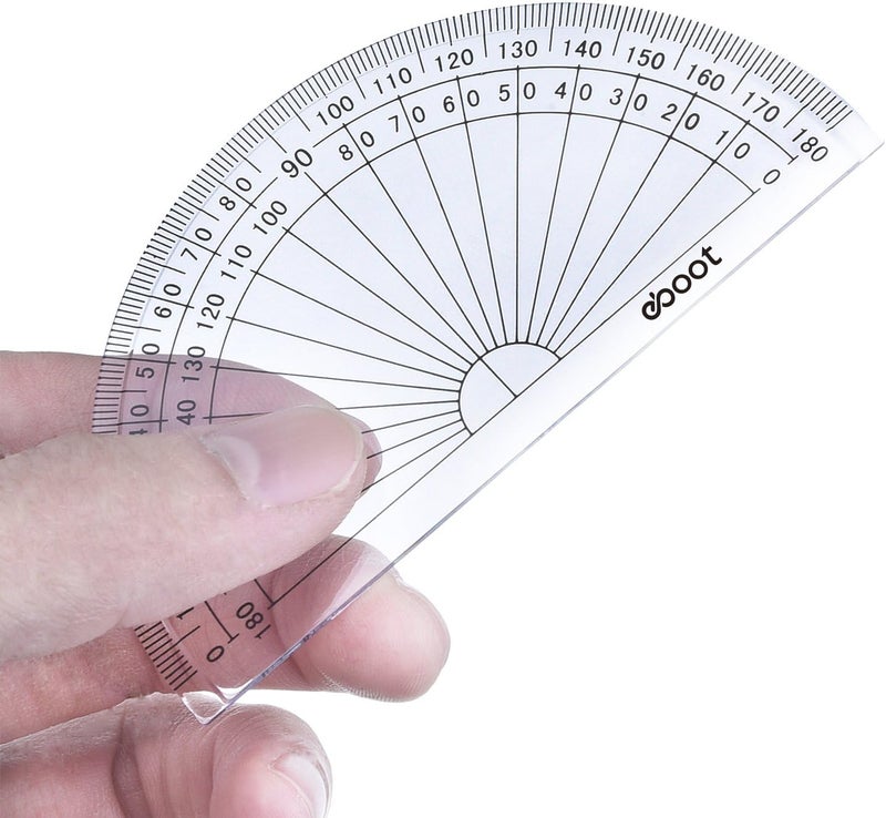 EBOOT 50 Pcs Math Protractors Plastic Protractor 180 Degrees 4 InchesClear - Image 4