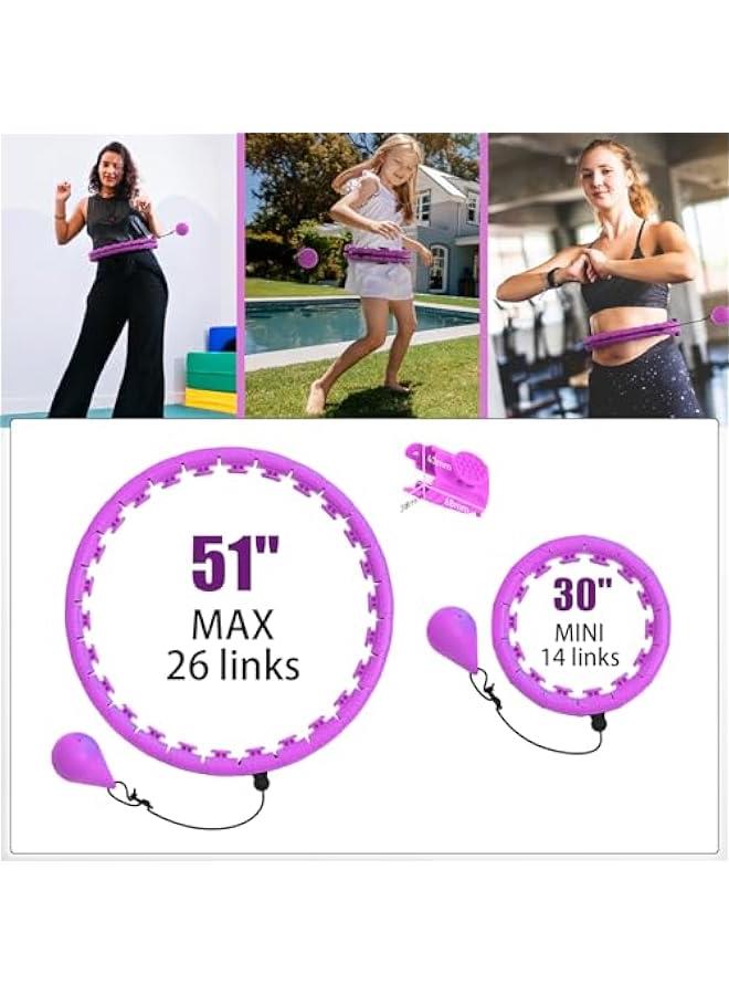 هوكور حلقة هولا دائرية ثقيلة مع 26 وصلة لفقدان الوزن للبالغين، طوق لياقة بدنية انفينيتي بمقاس كبير، معدات تمرين ذكية للنساء - Image 2