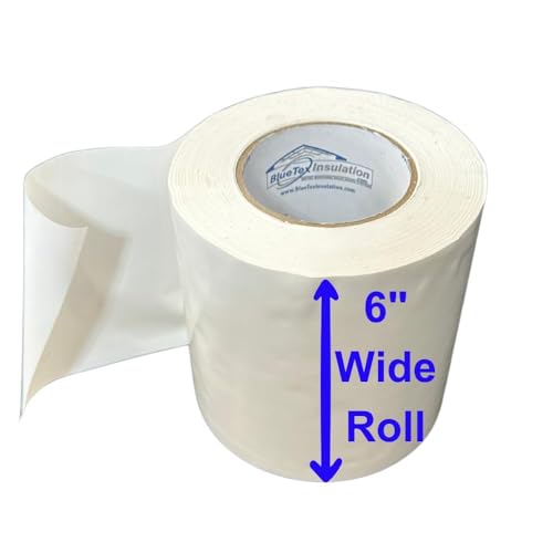 BlueTex Insulationㅤ 6" Wide x 180' Long White Vapor Barrier Seam Tape - 1 Roll Waterproofing and Great for Crawlspaces, Insulation Repair, Underlayment Seams, Metal Building Insulation Seams - Image 1