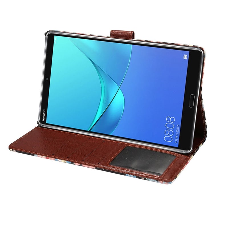 Dibase For Huawei Mediapad M5 8.4 Inch Flower Pattern Cloth Surface Pu Leather Case With Holder & Card Slots & Wallet & Sleep / Wake-Up Function(Black) - Image 5