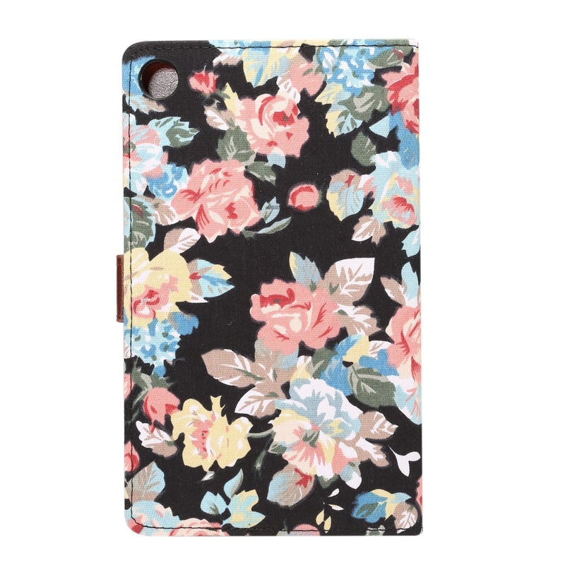 Dibase For Huawei Mediapad M5 8.4 Inch Flower Pattern Cloth Surface Pu Leather Case With Holder & Card Slots & Wallet & Sleep / Wake-Up Function(Black) - Image 3