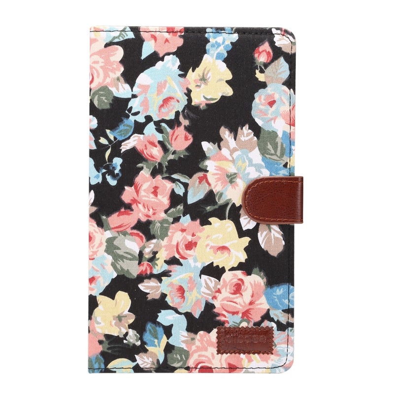 Dibase For Huawei Mediapad M5 8.4 Inch Flower Pattern Cloth Surface Pu Leather Case With Holder & Card Slots & Wallet & Sleep / Wake-Up Function(Black) - Image 2