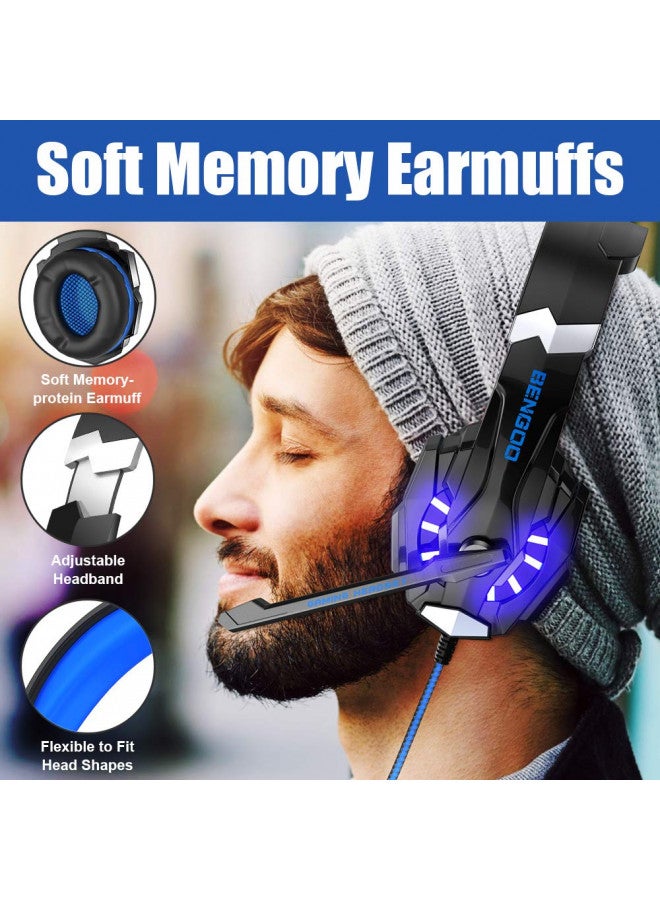 BENGOO BENGOO G9000 Stereo Gaming Headset for PS4 PC Xbox One PS5 Controller, Noise Cancelling Over Ear Headphones with Mic, LED Light, Bass Surround, Soft Memory Earmuffs for Laptop Mac Nintendo NES Games  - Image 3