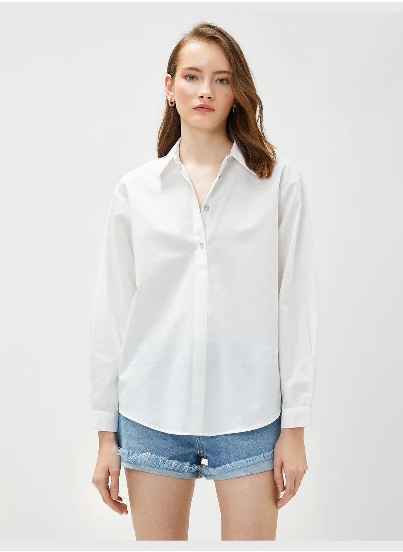 KOTON Long Sleeve Cotton Basic Shirt
