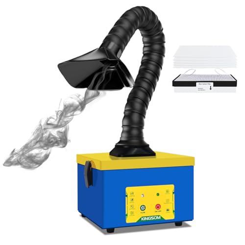 KINGSOM Solder Fume Extractor with 2 in 1 Filter, 180m³/h Smoke Absorber Remover, 3 Speeds Adjustment, Compact Desktop Welding Fume Extractor DIY Soldering, 3D Printing, Nail Salon Blue - Image 1