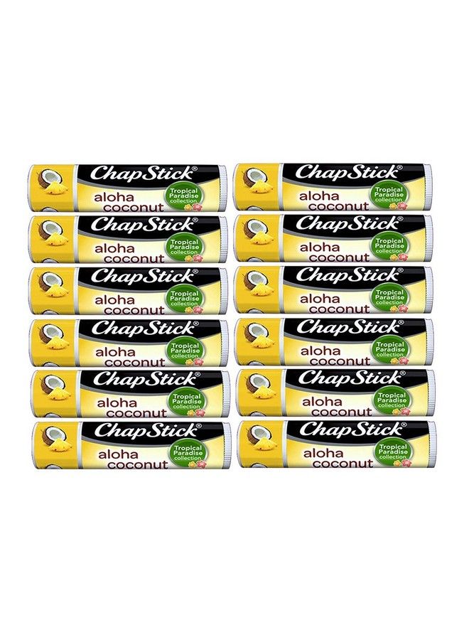 chapstick Limited Edition Tropical Paradise Collection Aloha Coconut Flavored Skin Protectant Lip Balm Tube Great For Moisturizing & Hydrating Chapped Cracked Dry Lips Â€“ 0.15Oz Each 12 Sticks - Image 2