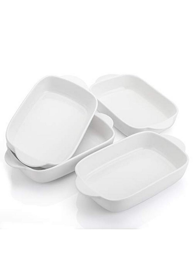 Foraineam 4 Pieces Bakeware Set White Porcelain Baking Dish Bowl 7.5 X 5 Inch Rectangular Baking Pans For Cooking Banquet And Daily Use  - Image 1