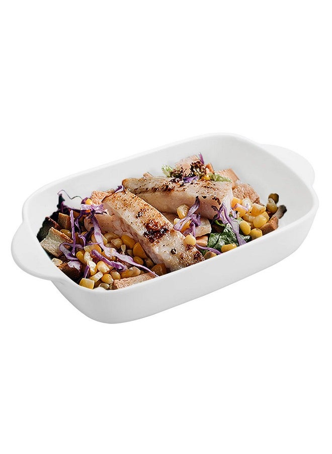 Foraineam 4 Pieces Bakeware Set White Porcelain Baking Dish Bowl 7.5 X 5 Inch Rectangular Baking Pans For Cooking Banquet And Daily Use  - Image 4
