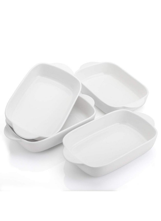 Foraineam 4 Pieces Bakeware Set White Porcelain Baking Dish Bowl 7.5 X 5 Inch Rectangular Baking Pans For Cooking Banquet And Daily Use  - Image 2