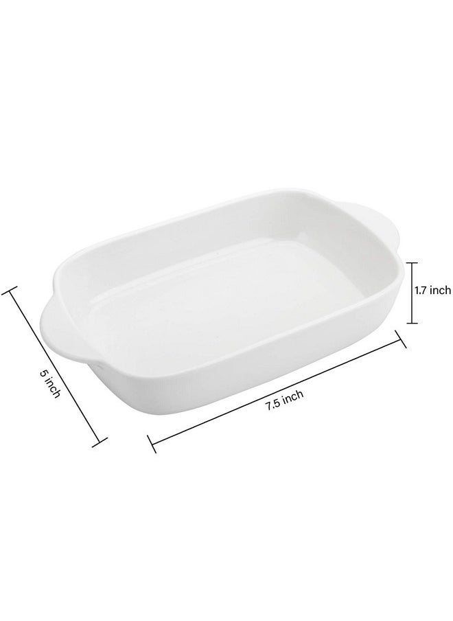 Foraineam 4 Pieces Bakeware Set White Porcelain Baking Dish Bowl 7.5 X 5 Inch Rectangular Baking Pans For Cooking Banquet And Daily Use  - Image 3
