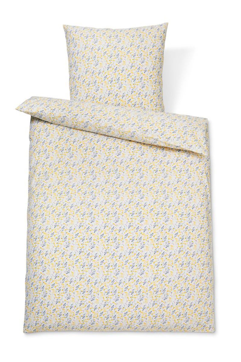 Tchibo Single Premium Floral Cotton Duvet Set 160 x 210 cm, White/Yellow Combo  - Image 2