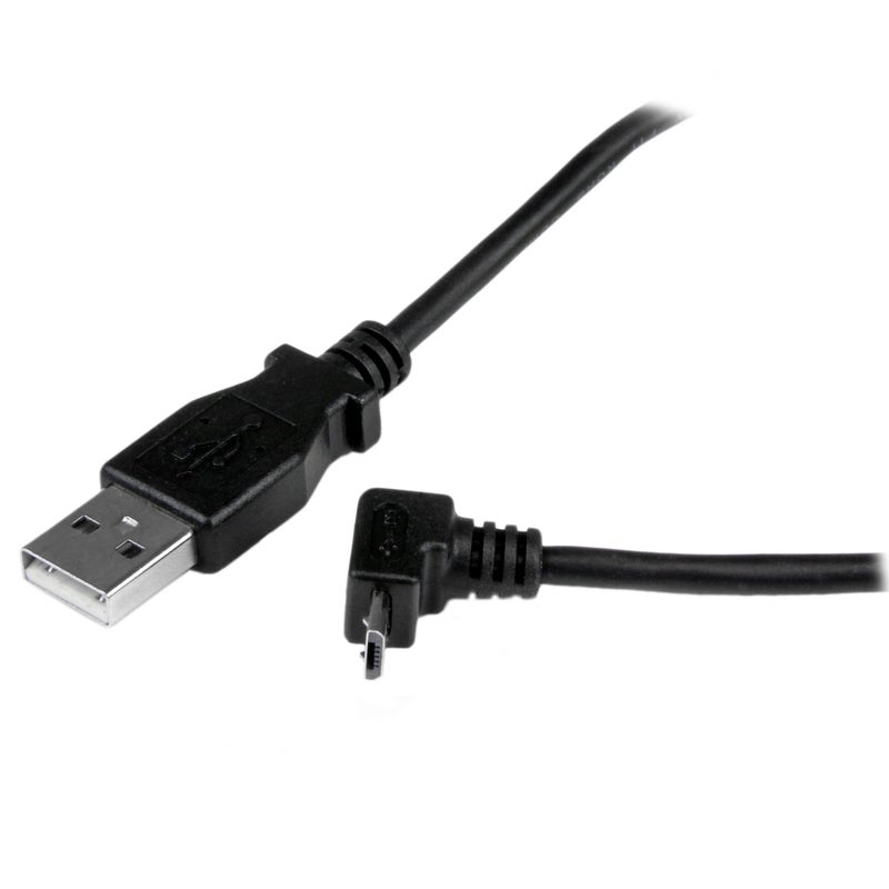 StarTech.com 1m Micro USB Cable Cord - A to Up Angle Micro B - Up Angled Micro USB Cable - 1x USB A (M), 1x USB Micro B (M) - Black (USBAUB1MU) - Image 2