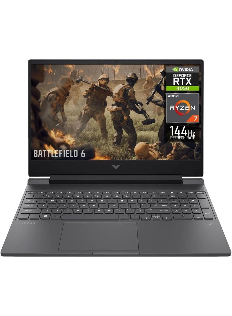 HP لابتوب ألعاب Victus 15.6" FHD LED144Hz بمعالج AMD Ryzen 7 7445HS (حتى 4.7GHz) NVIDIA GeForce RTX 4050 6GB GDDR6; 16GB DDR5 RAM; 512GB SSD; Wi-Fi 6E; ويندوز 11 هوم (نسخة الولايات المتحدة) - Image 1